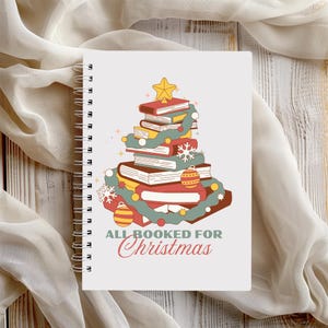 Coworker Christmas gift bulk, Gift for Book Lovers, Ruled Line Spiral Notepad, Holiday Planner, Festive School