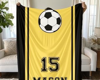 Personalized Soccer Blanket: Custom Name Throw, Team Colors Bedding