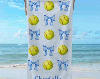 Softball Lover's Beach Towel - 60x30 Or 72x36 Inches, Microfiber, Quick-Dry - Gift For Softball Players & Fans