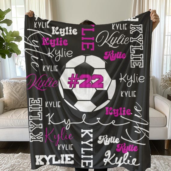 Personalized Soccer Blanket, Team Player Name Gift