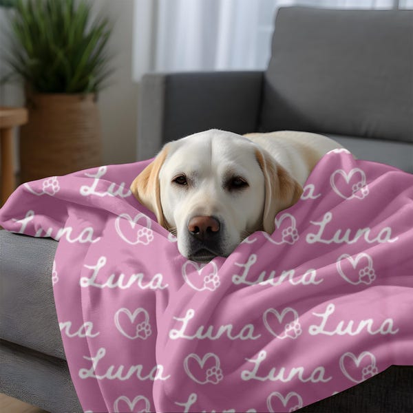 White Puppy Print Cotton Blanket