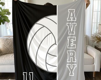 Personalized Volleyball Name Blanket| Velveteen Plush Blanket