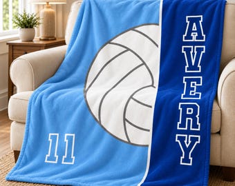 Personalized Volleyball Name Blanket| Velveteen Plush Blanket
