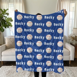 Personalized Baseball Blanket: Custom Team Name Fleece Throw
