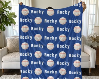 Personalized Baseball Blanket: Custom Team Name Fleece Throw