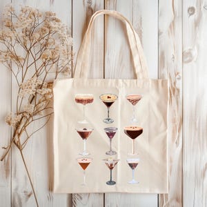 Espresso Martini Tote Bag: 100% Cotton Canvas Cocktail Lover Handbag