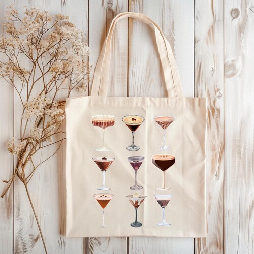 Espresso Martini Tote Bag: 100% Cotton Canvas Cocktail Lover Handbag