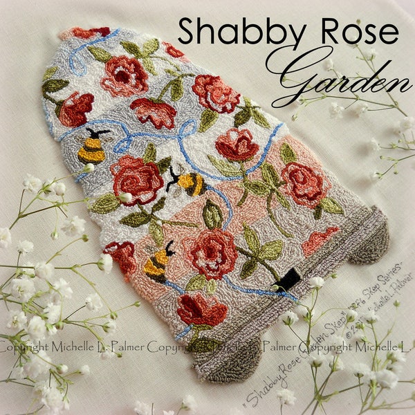 Shabby Chic Rose Skep Hive Bombus Honeybee Bumble Bee Punch Needle Embroidery DIGITAL Jpeg PDF PATTERN Michelle Palmer Painting w/Threads