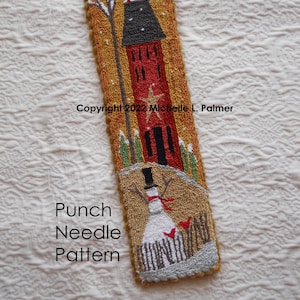 Punch Needle DIGITAL Download Jpeg and PDF PATTERN Embroidery floss model Michelle Palmer Snowman Bird Folk Home New England Winter 1 of 4