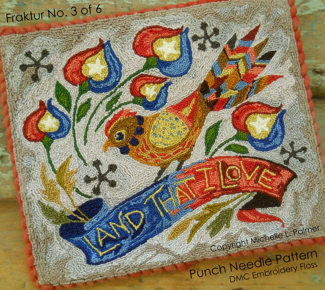 Punch Needle DIGITAL Download Jpeg and PDF PATTERN Embroidery Floss