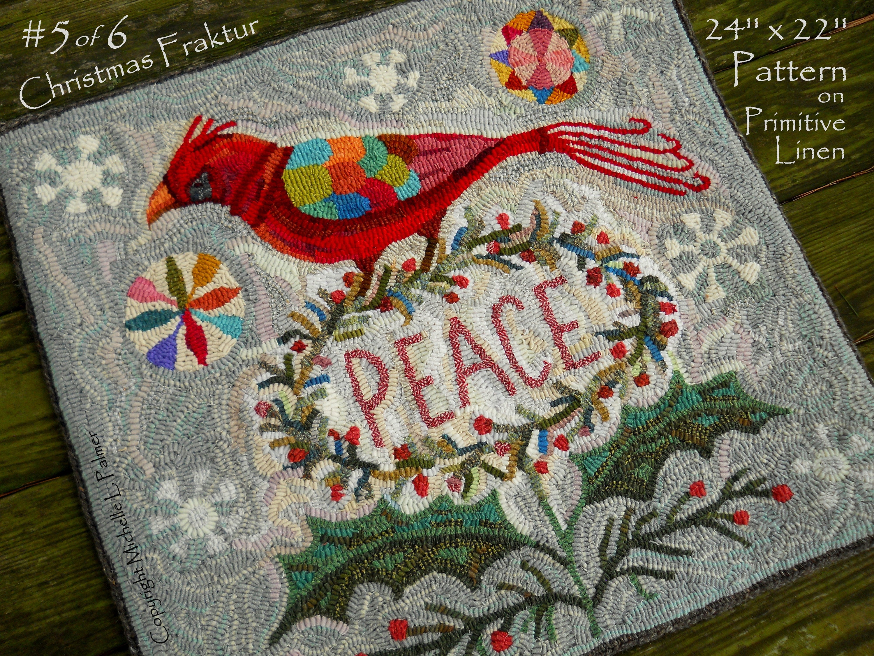 RUG HOOK Hooking PATTERN Folk Fraktur Birds Hand Drawn on 100% ...