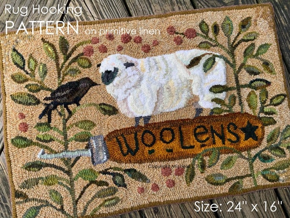 PATTERN RUG HOOKING Pattern is Hand Drawn on 100% Prim Linen