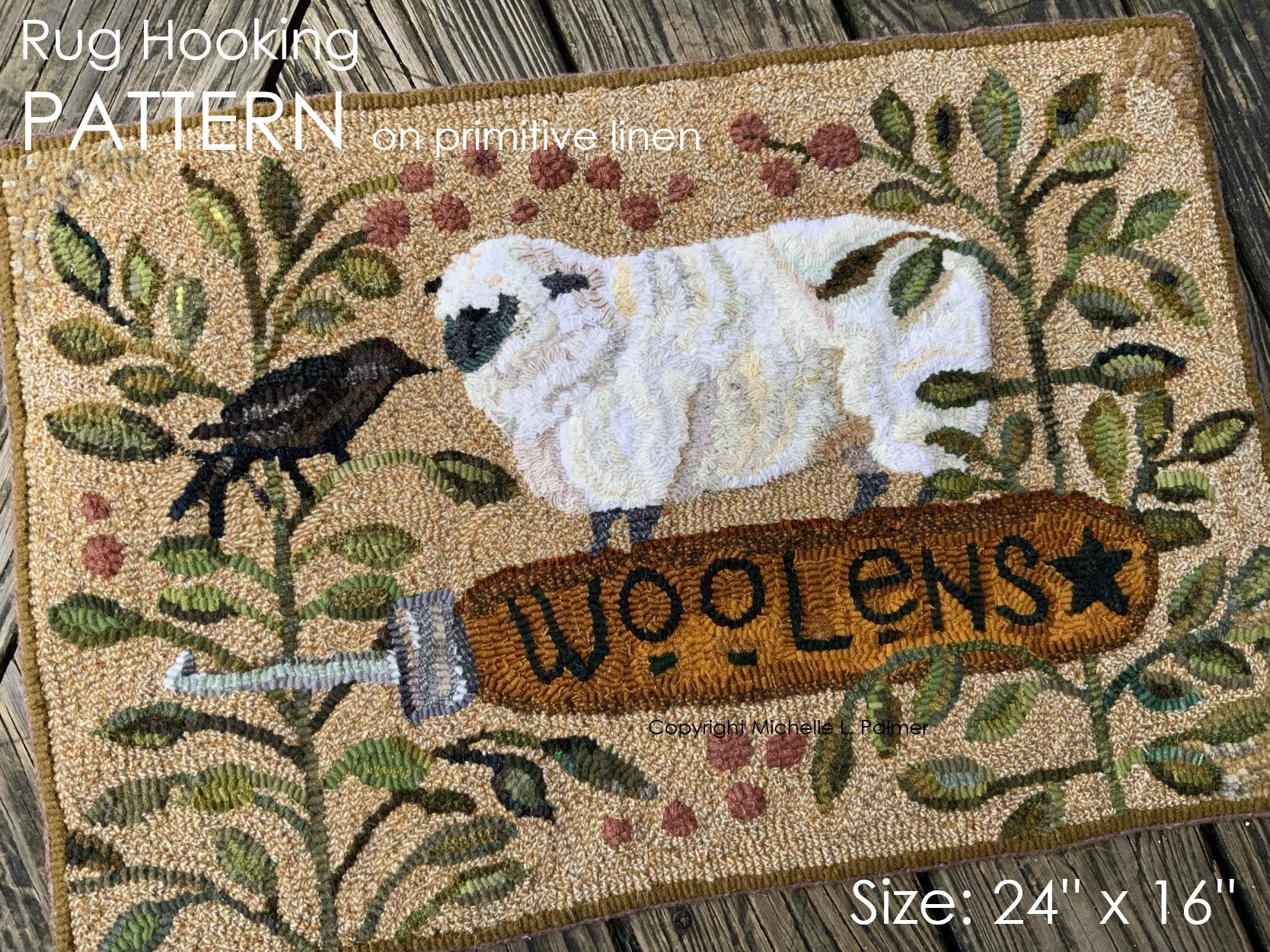 PATTERN RUG HOOKING Pattern is Hand Drawn on 100% Prim Linen