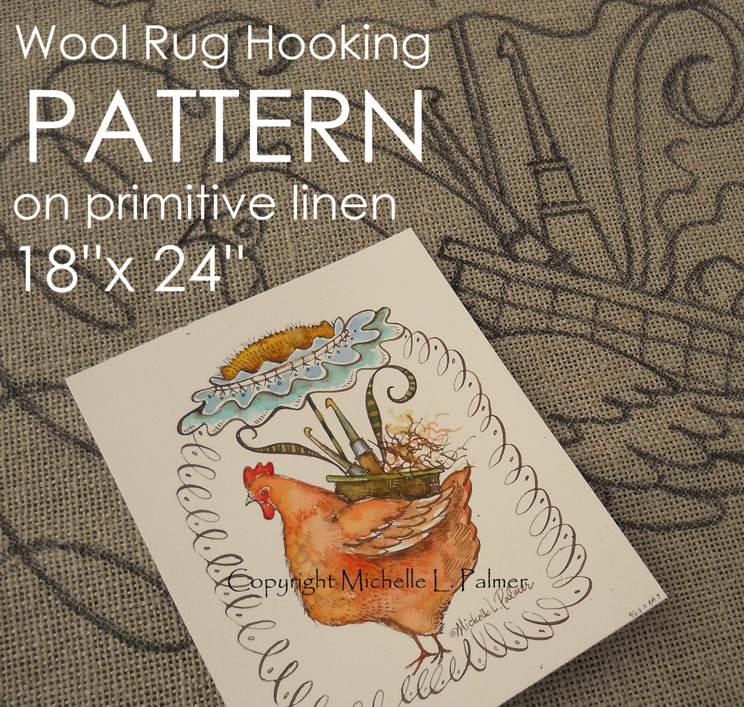 PATTERN for RUG HOOKING Hand Drawn on 100% Prim Primitive Linen ...