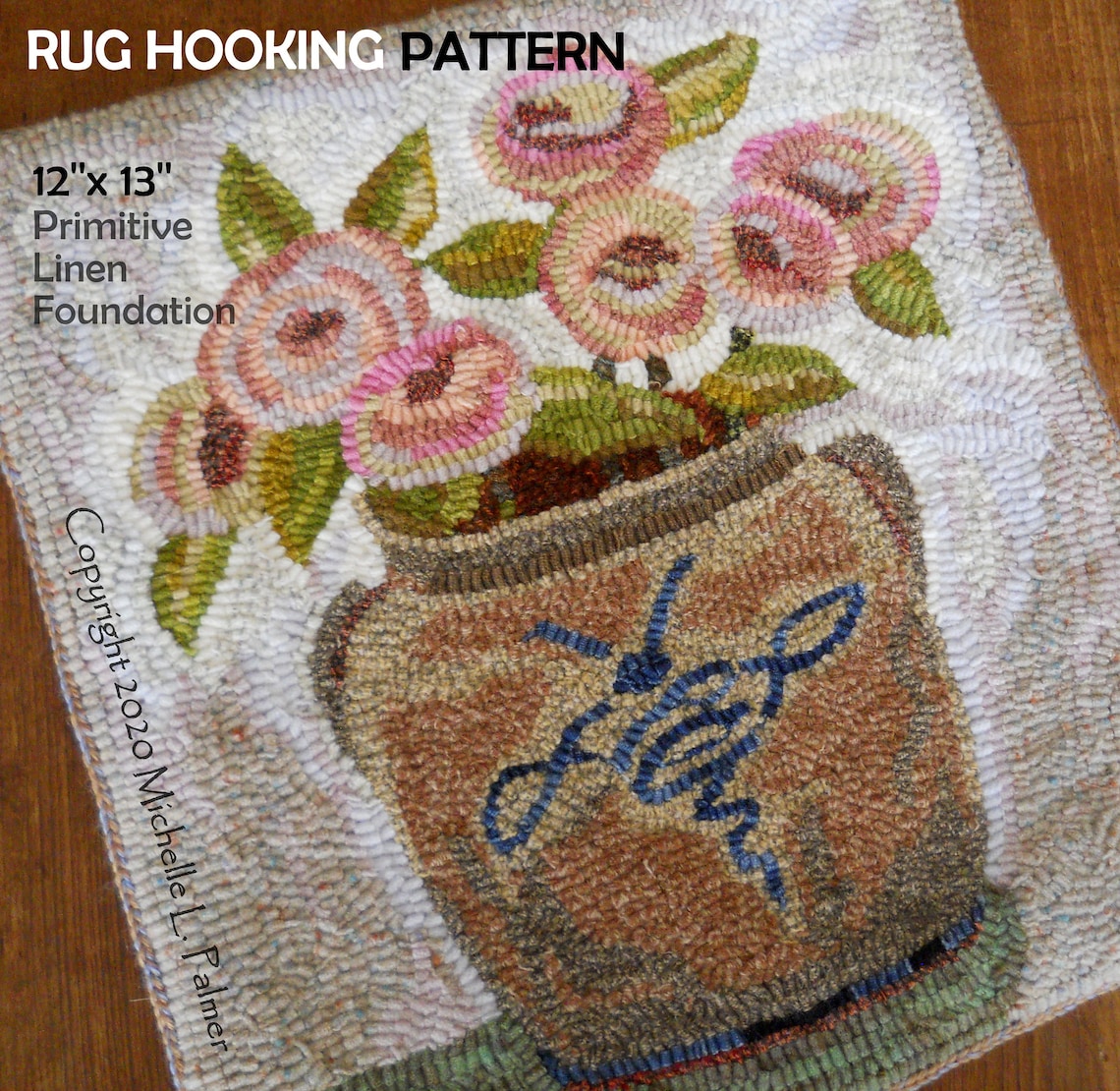 Hand Drawn PATTERN on 100% Primitive Linen RUG HOOK Hooking Michelle ...