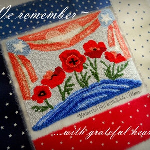 Memorial Day Poppy Hill Patriotic Punch Needle Embroidery DIGITAL Jpeg and PDF PATTERN Michelle Palmer Painting with Threads