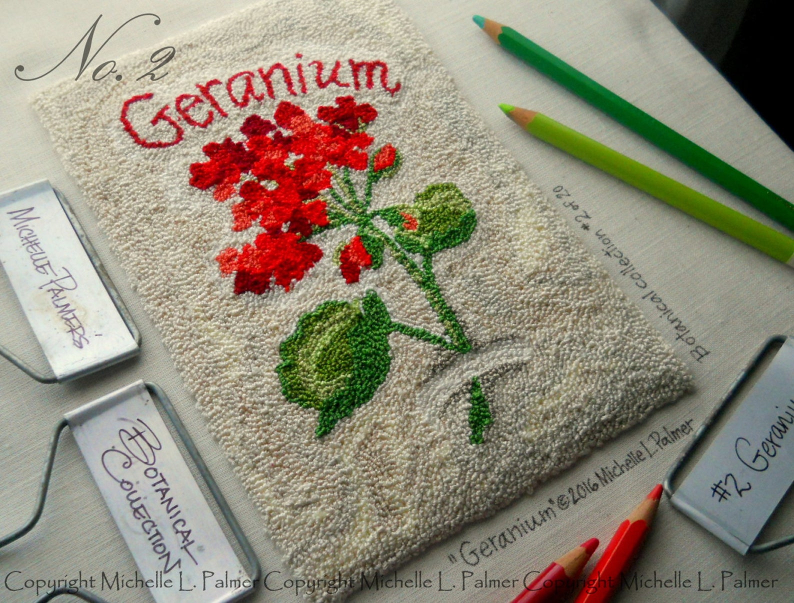 Geranium Flower No. 2 in Botanical Collection Punch Needle Embroidery ...