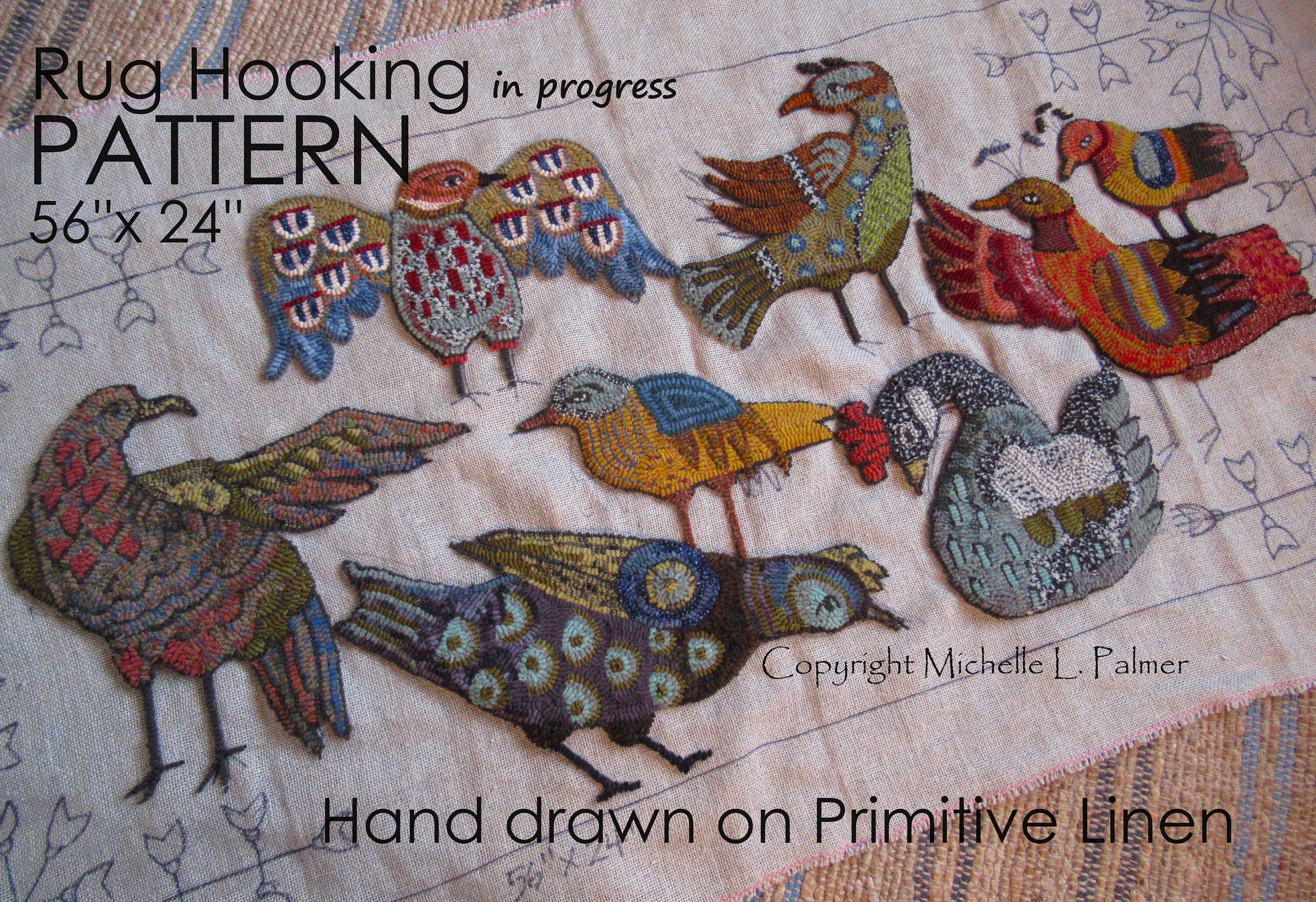 ◇Shuhei Ueda様◇Frank&Eileen　ハート刺繍　Paul PATTERN for RUG HOOKING Hand Drawn 100% Prim Primitive Linen