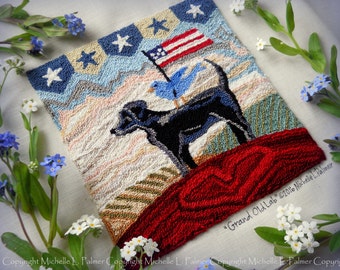 Grand Old Lab Patriotic Labrador Dog Punch Needle broderie NUMÉRIQUE Jpeg et PDF MOTIF Michelle Palmer peinture avec fils