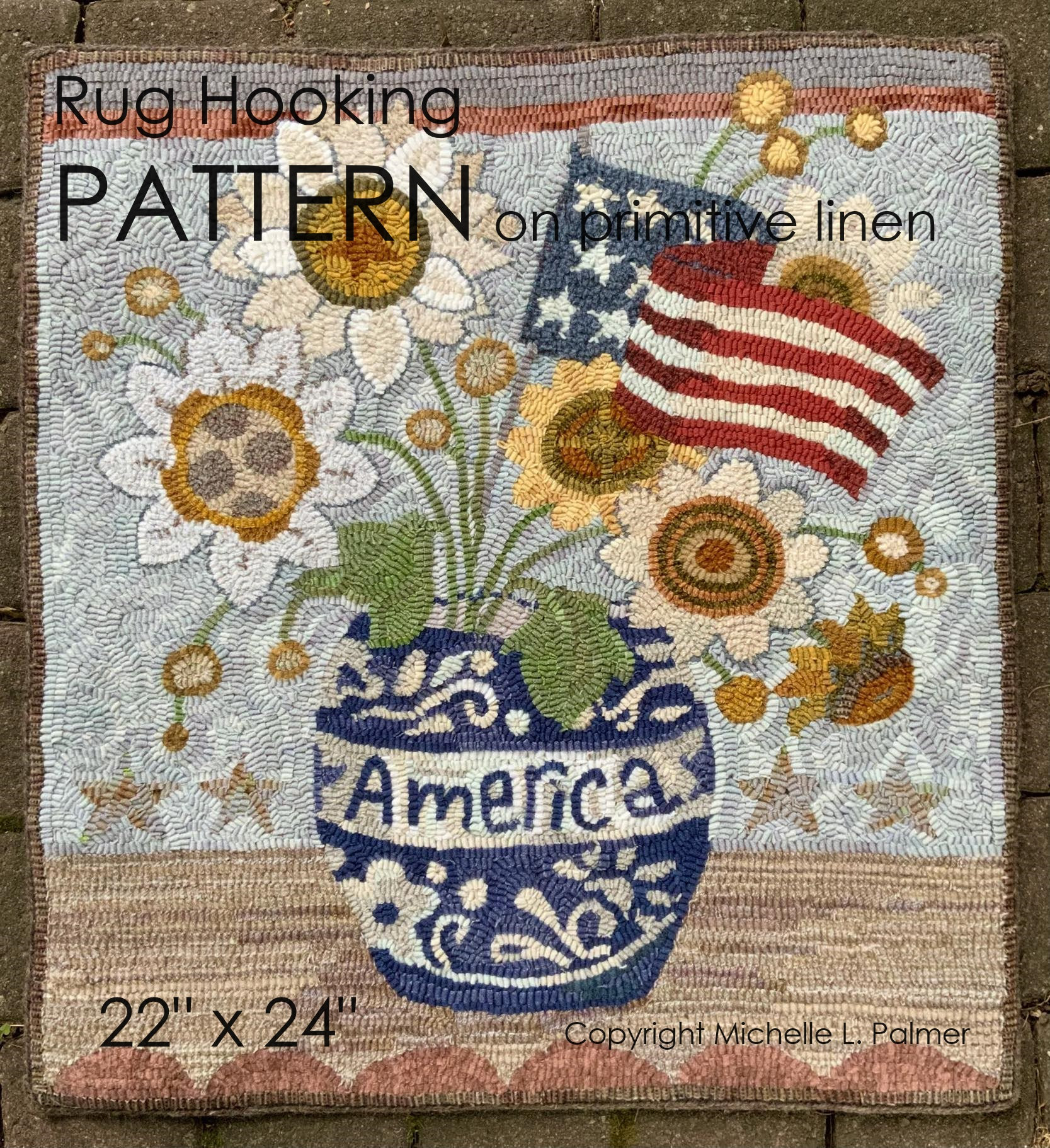 PATTERN RUG HOOKING Pattern is Hand Drawn on 100% Prim Linen