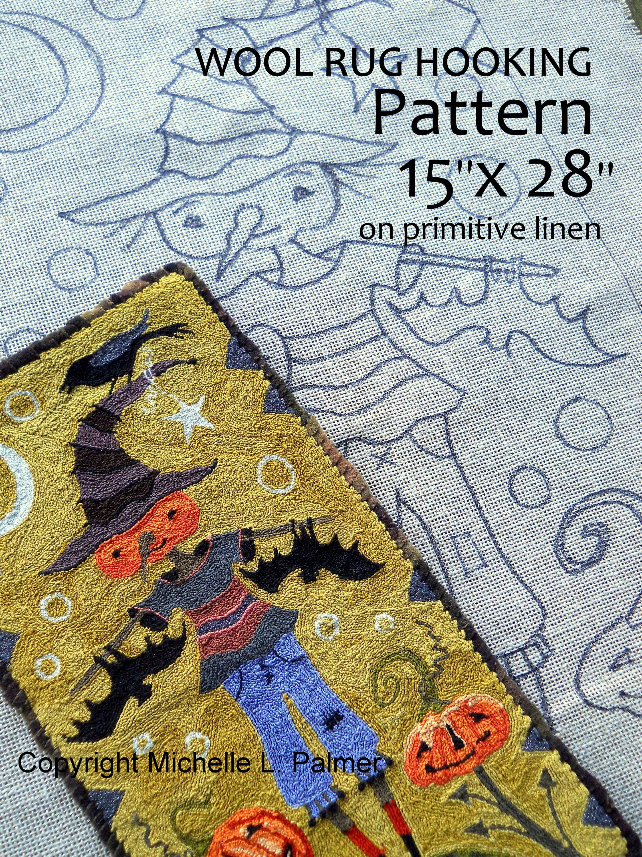 Wool RUG HOOK Hooking PATTERN Hand Drawn 100% Primitive Linen Michelle ...
