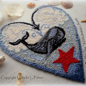 Whale Down by the Sea Punch Needle Embroidery DIGITAL Jpeg and PDF PATTERN Michelle Palmer