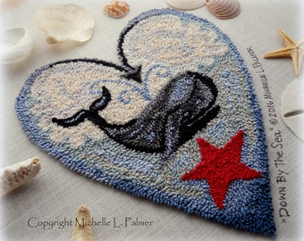 Whale Down by the Sea Punch Needle Embroidery DIGITAL Jpeg and PDF PATTERN Michelle Palmer