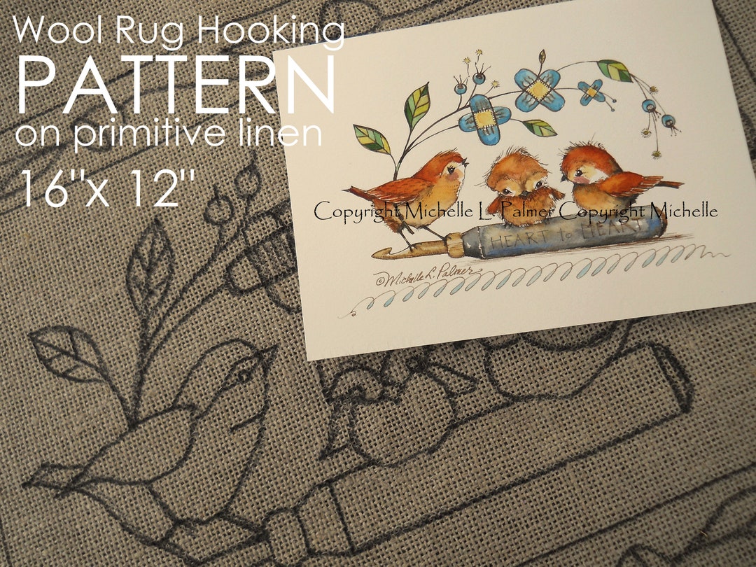 PATTERN for RUG HOOKING Hand Drawn on 100% Prim Primitive Linen ...