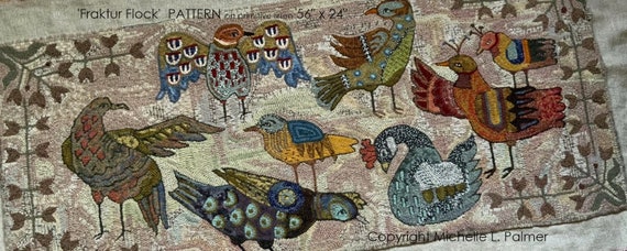 PATTERN for RUG HOOKING Hand Drawn 100% Prim Primitive Linen