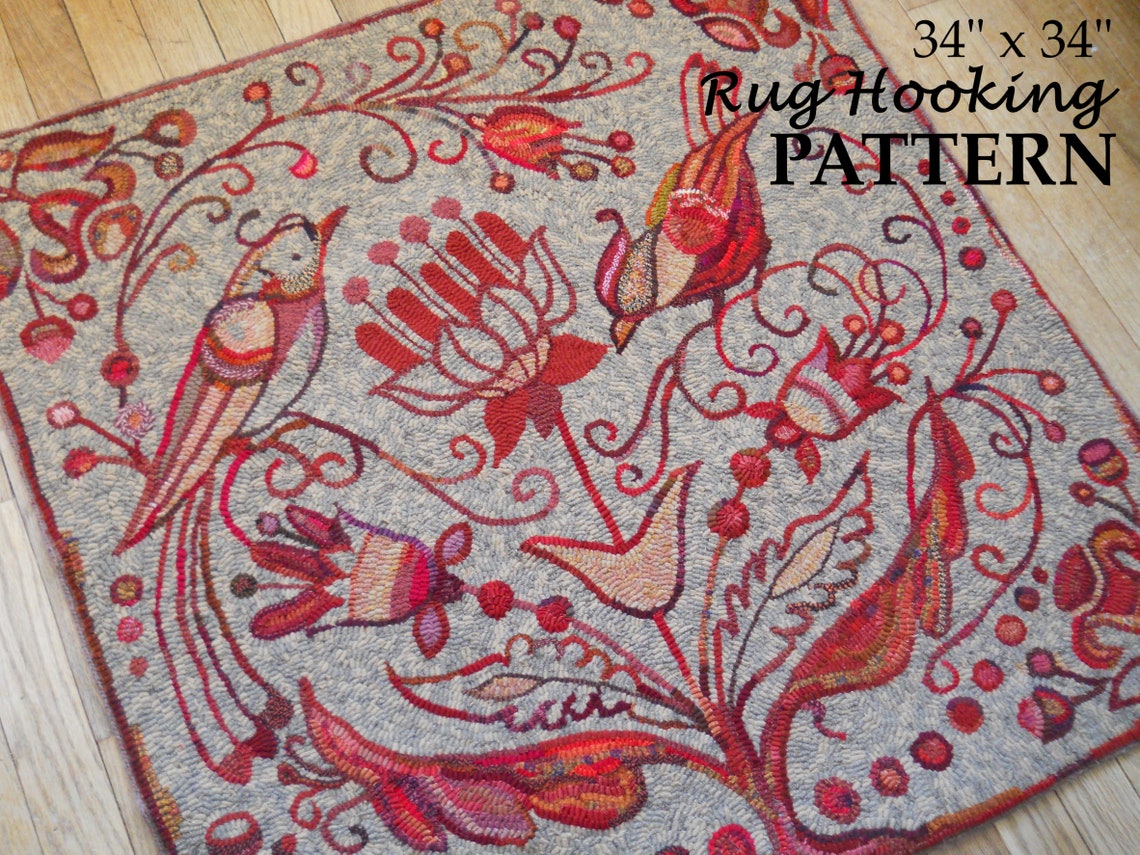 Hand Drawn PATTERN on 100% Primitive Linen RUG HOOK Hooking Michelle ...