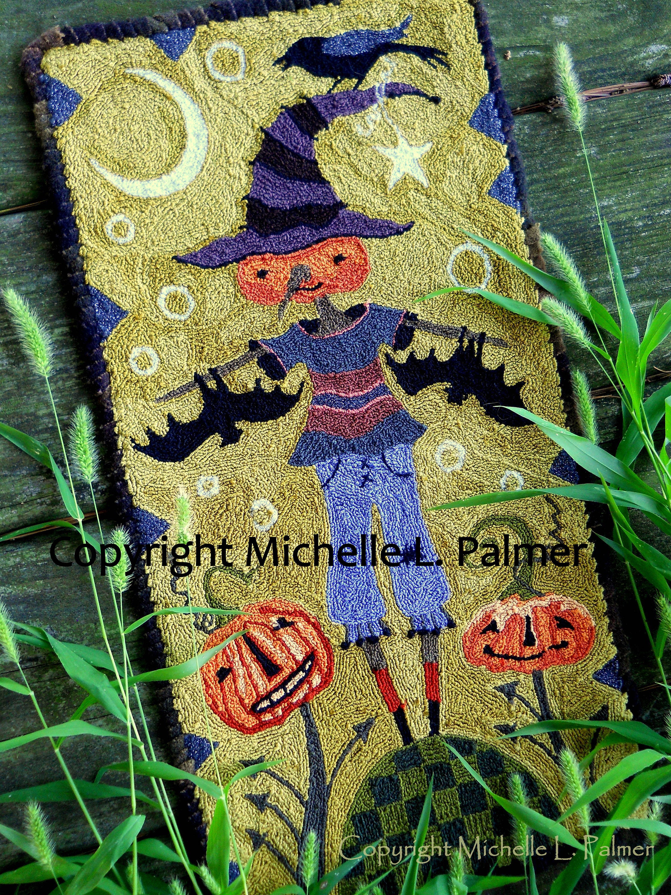 Wool RUG HOOK Hooking PATTERN Hand Drawn 100% Primitive Linen Michelle ...