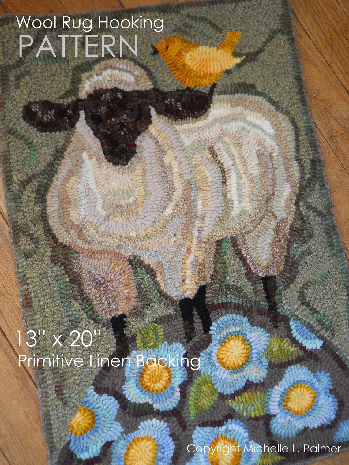 Hand Drawn PATTERN on 100% Primitive Linen RUG HOOK Hooking Michelle ...