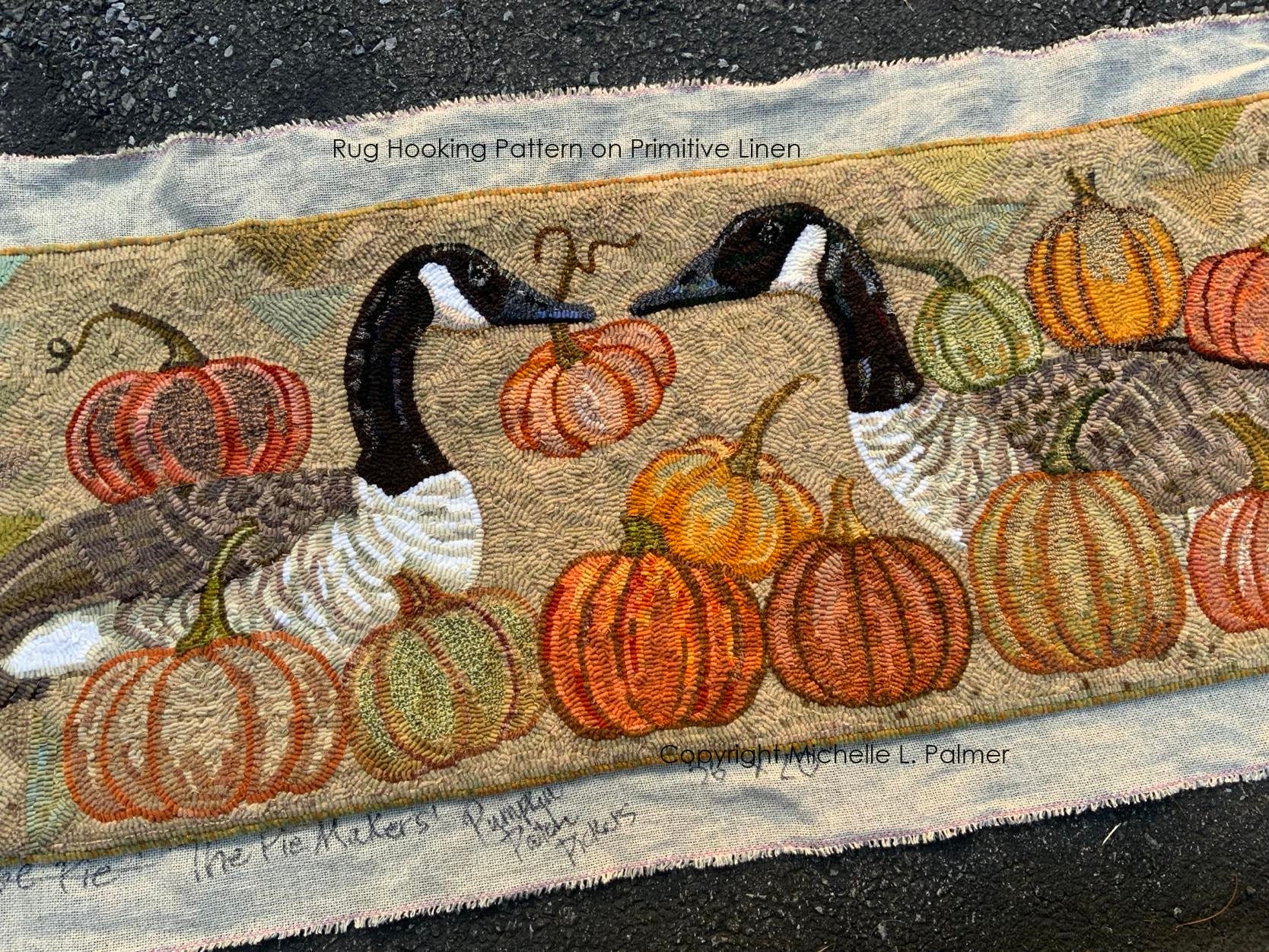 Fall Rug Hooking Patterns PATTERN RUG HOOKING Pattern is Hand Drawn on 100% Prim Linen Michelle ...