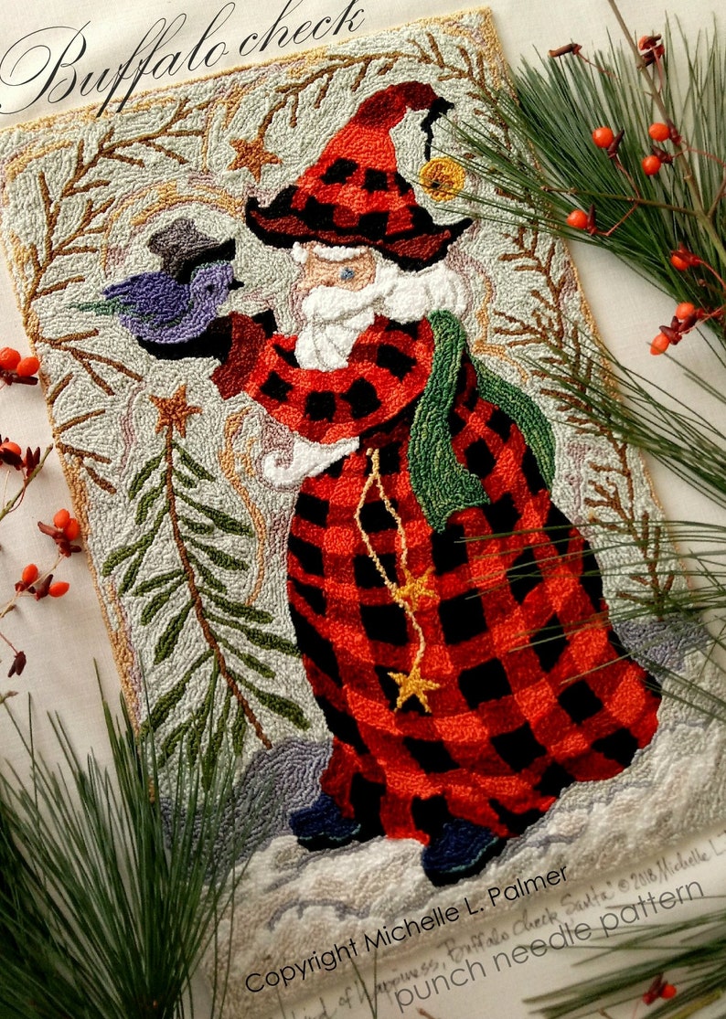 Buffalo Check Santa Claus RUG HOOK Hooking PATTERN Hand drawn Etsy