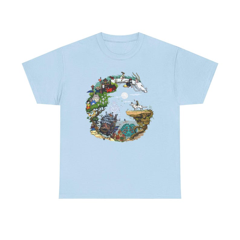 Maglietta Spirited Away Ghibli, maglietta del film d'animazione Light Blue