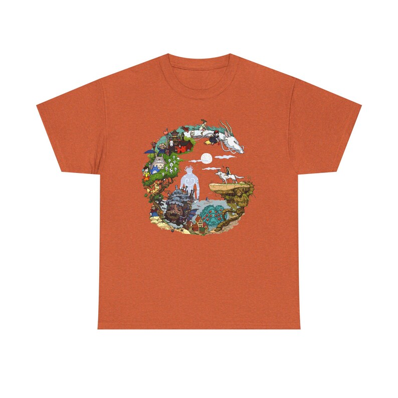 Maglietta Spirited Away Ghibli, maglietta del film d'animazione Antique Orange