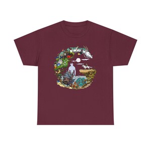 Maglietta Spirited Away Ghibli, maglietta del film d'animazione Maroon