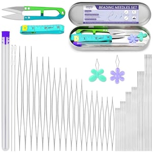 86Pcs Beading Needles Set, Stainless Steel, Flexible Long Big Eye Threading Pins, Jewelry Crafts Making, Bracelets Easy Bead Stringing Tools