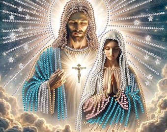 Sacred Mary Jesus Design Diamond Painting Kit, Partial Drill Religious Priest Crystal Rhinestone Art Mosaic, Home Wall Decoration Gift Craft