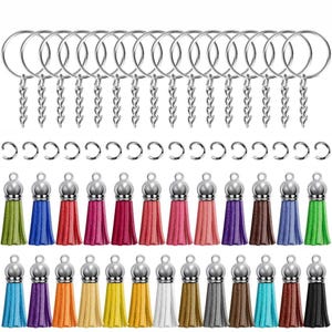 90pcs Keychain Ring Set with Tassel, Zinc Alloy Metal, Jump Rings, Eye Pins Key Rings, DIY Crafts, Jewelry Making Findings, Mag Charm Keyfob