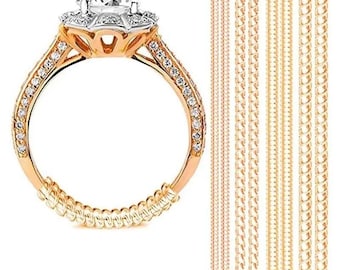 Ajustadores de tamaño de anillo, de plástico, protectores de anillo en espiral transparentes y dorados, reductor de ajuste de joyas, kits de herramientas de reparación antideslizantes para bricolaje, accesorios de reparación