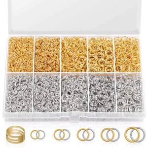 Jump Rings Assortment, 4600Pcs, Iron, Silver & Gold, Various Sizes, Open/Close Tool, Jewelry Making Kit, DIY Crafts Bracelet Necklace Repair