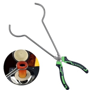 Crucible Tongs Clamp, Metal, High Temperature Rustproof Furnace Plier, Graphite Quartz Accessory, Gold Melting Tool, Metal Casting Essential
