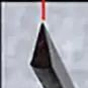 May include: A close-up of a metal rod with a 30-degree angle. The rod is positioned against a white background.