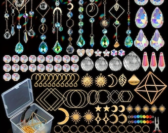 Sunflower Suncatcher Craft Kit, 400pcs, DIY Prism Beads Hanging Light Catcher Making Set, Crystal Window Decoration Art Home Garden Ornament