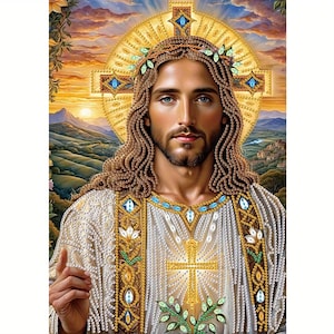 DIY Diamond Painting Kit, Religious Faith-Themed Design, Crystal Dot Embroidery Materials, Home Wall Decoration Making Gift Item Accessories