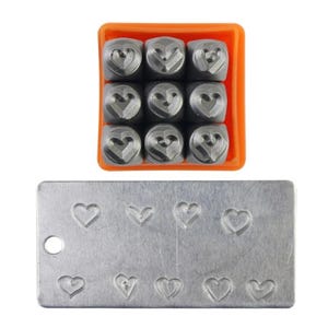 9Pcs Steel Heart Stamp Set, Professional Metal Leather Punch, Design Embossing Stamping, Jewelry Making Dies, DIY Keepsakes Gift Accessories