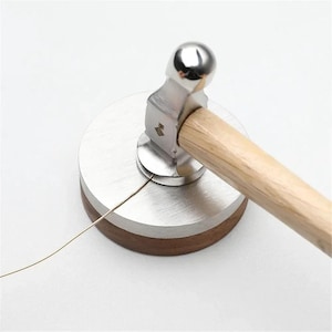 Martello per gioielli, testa tonda in acciaio inossidabile con manico in legno, punzone per metallo, accessori per riparazioni, kit fai da te per intaglio e lavorazione dei metalli.