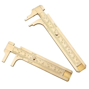 Copper Vernier Jewelry Measuring Tool, Millimeter Inch Caliper Double Scale Bead Sizer, Bracelet Making Ruler, Necklace Findings Measurement