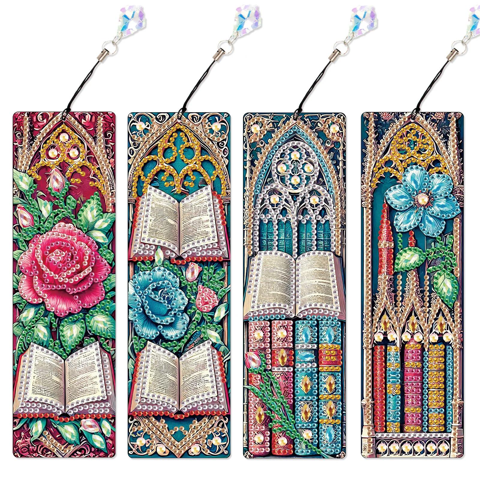 Beinkmake 10pcs DIY Diamond Painting Bookmark Kit - Landscape Rhinestone Crafts For Beginners